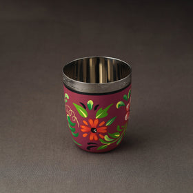  Banaras Pink Handpainted Stainless Steel Glass