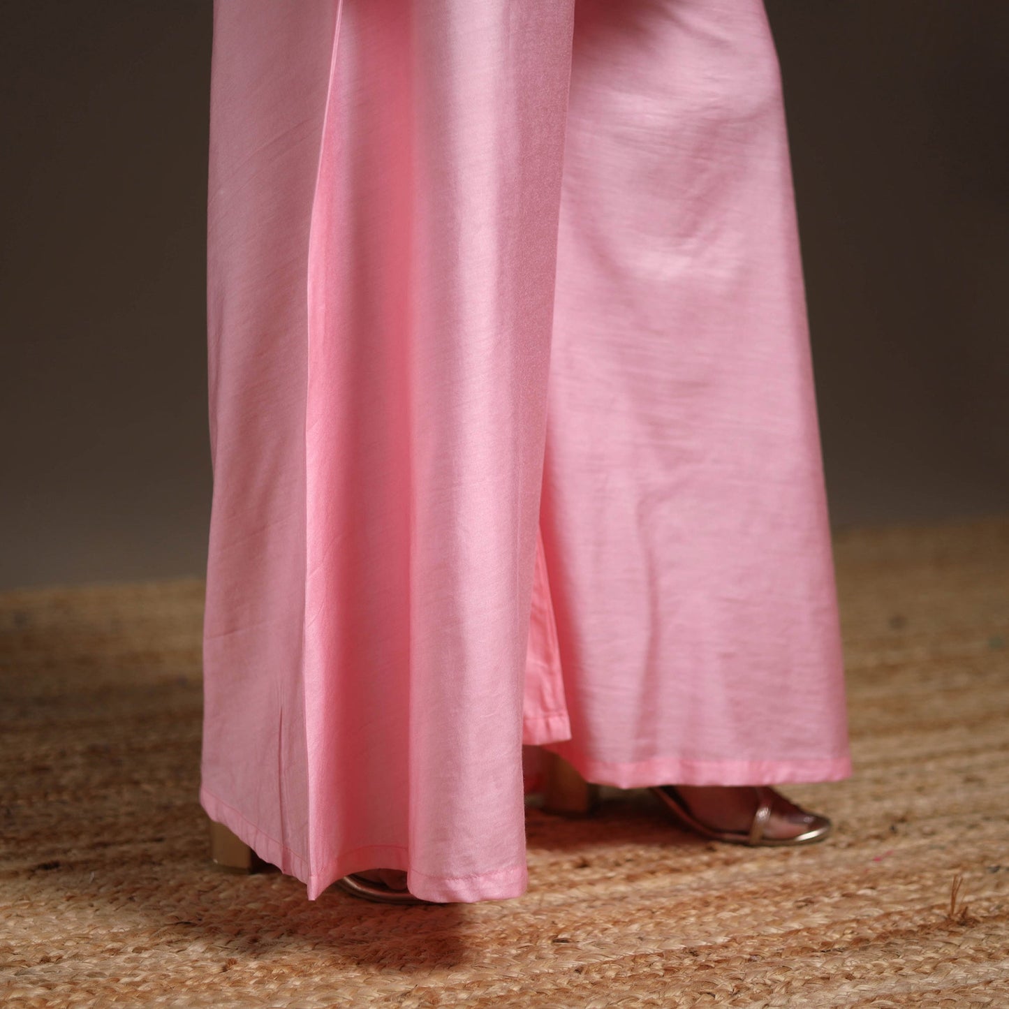 Pink - banarasi with gota work meena weaving silk cotton