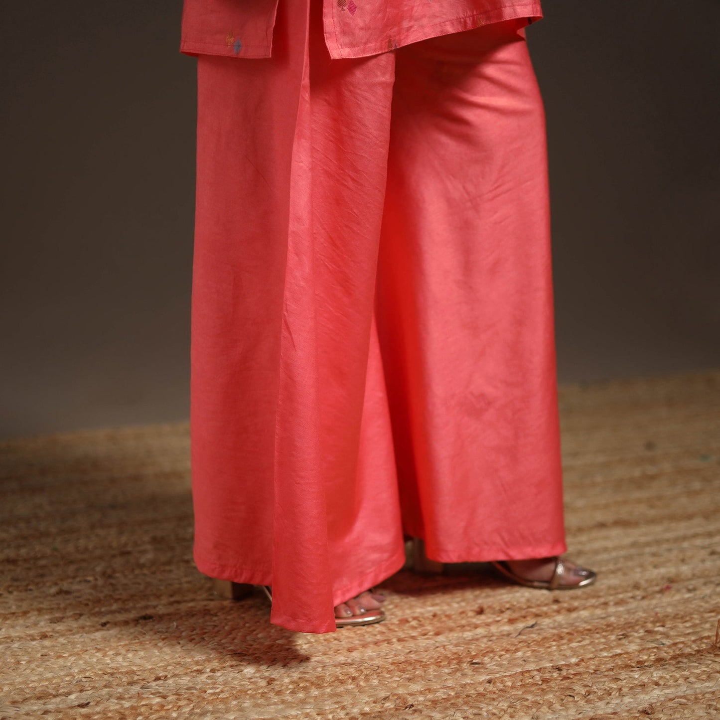 Pink - banarasi with gota work meena weaving silk cotton