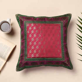Banarasi handwoven silk zari cushion cover (16 x 16 in)