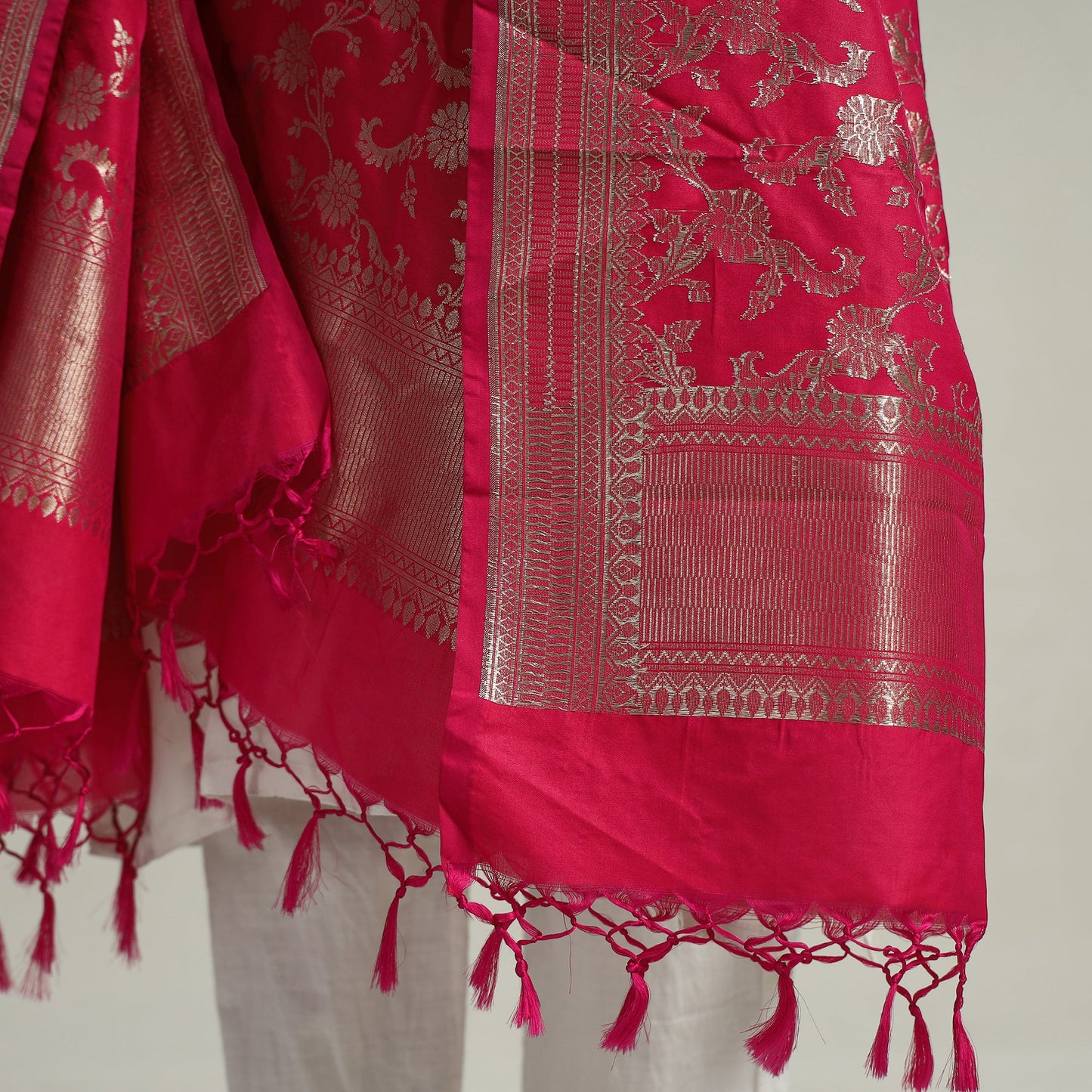  Banarasi Semi Silk Zari Jaal Dupatta with Tassels 83 