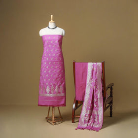 Banarasi silk zari work meena buti 3pc unstitched dress