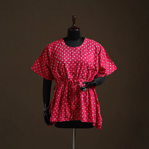Bandhani tie-dye cotton kaftan (short) 20 - handcrafted