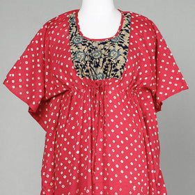  Bandhani Tie-Dye Cotton Kaftan with Tie-Up Waist (Long) 