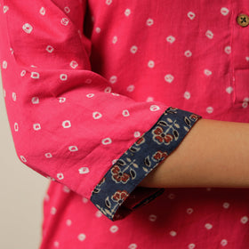 Pink - Bandhani Tie-Dye Cotton Straight Kurta 16