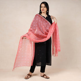 Buy Bandhani Tie-Dye Kota Doria Silk Dupatta with Tassels Online at iTokri.com 