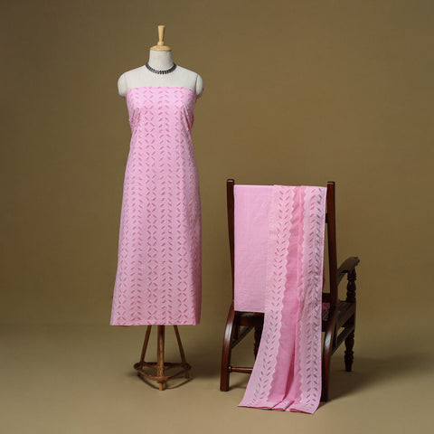 Barmer applique cut work cotton 3pc unstitched dress