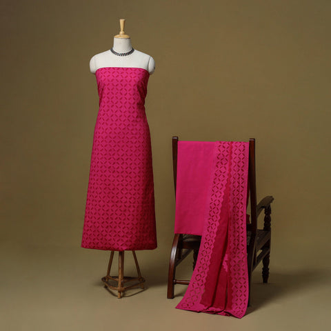 Barmer applique cut work cotton 3pc unstitched dress