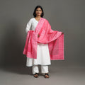 Pink - barmer cutwork cotton applique dupatta 31