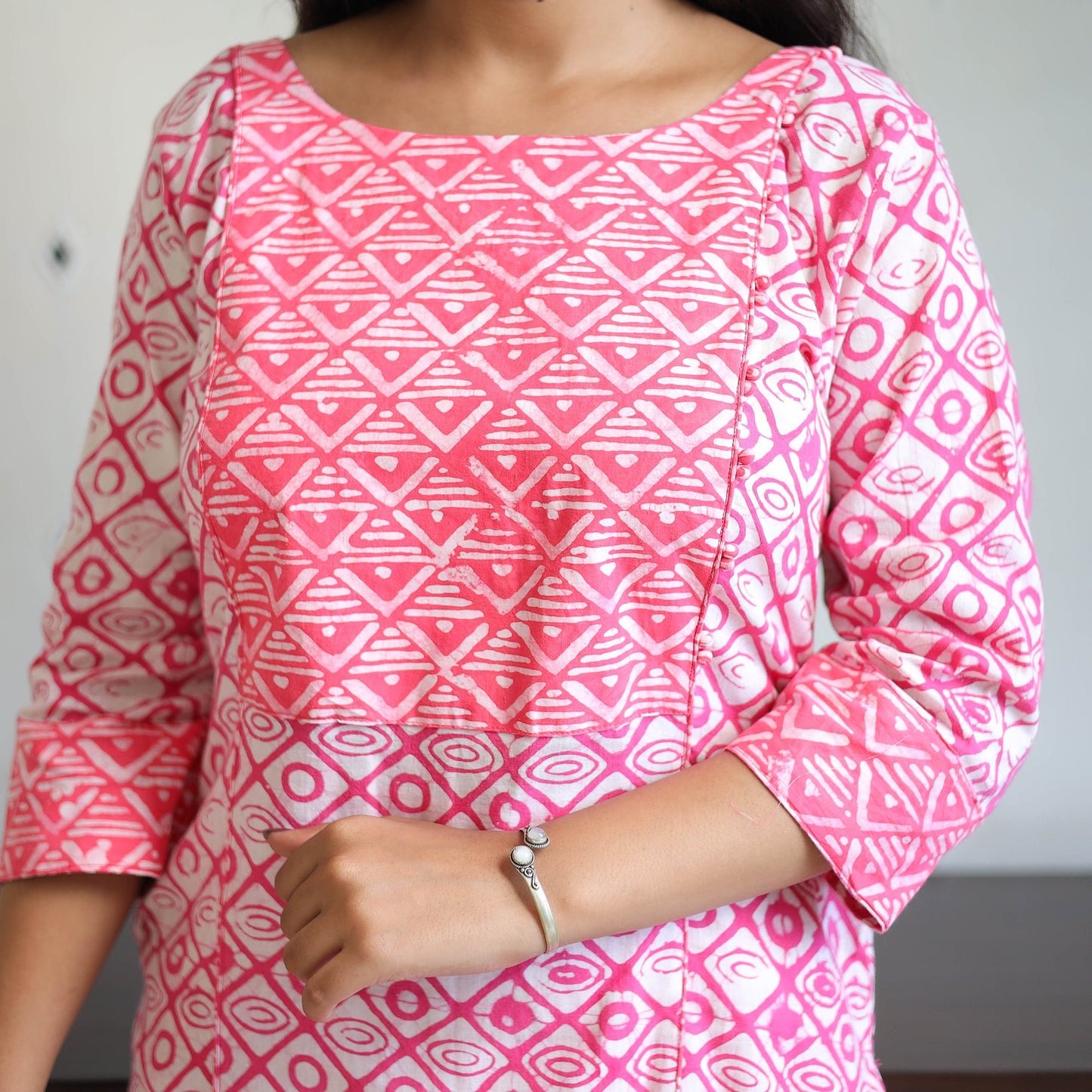 Buy Pink Batik Print Kurti Set – Cotton Suit Online