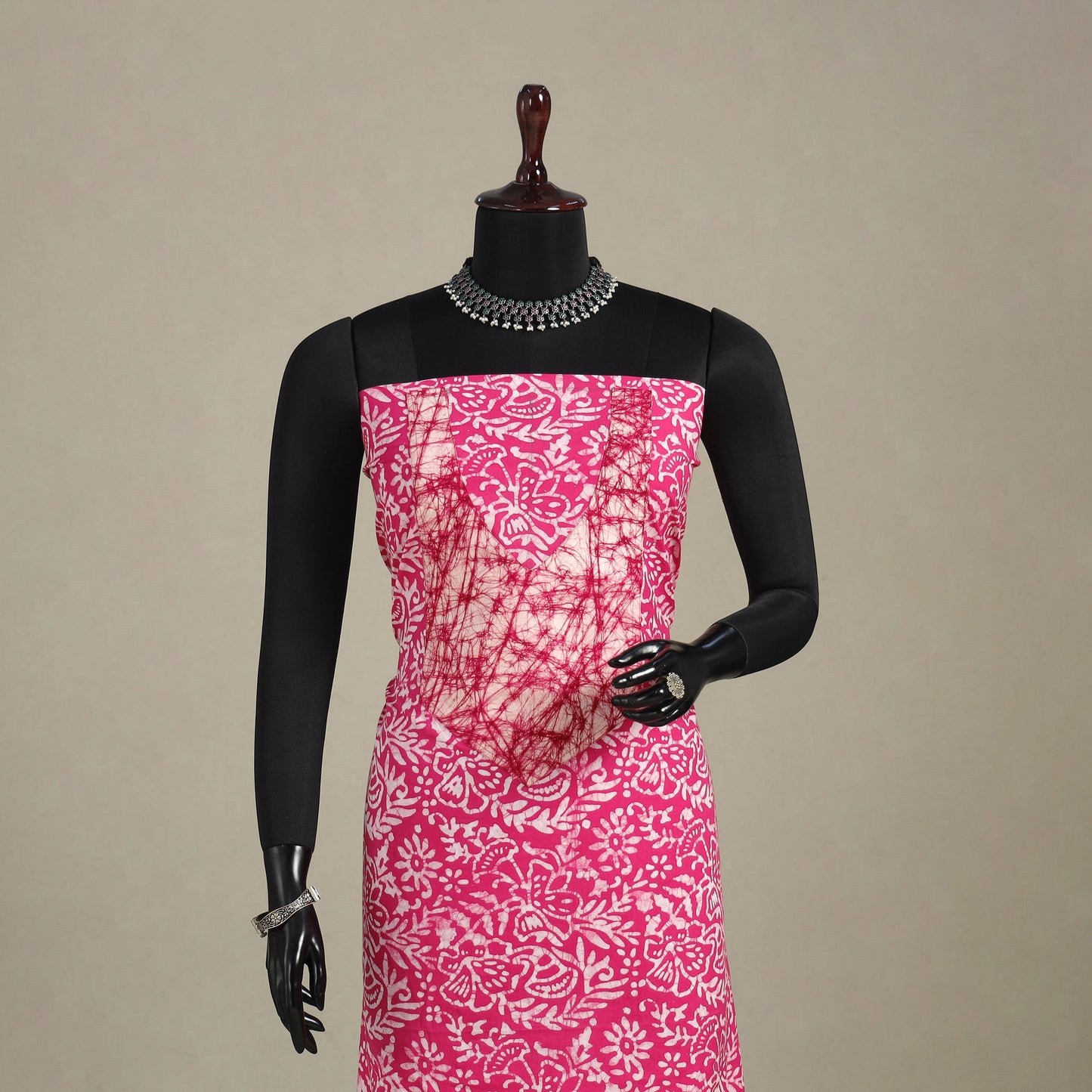 Pink - batik patchwork cotton unstitched kurta material