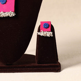 Pink Bead Work Fabart Necklace Set