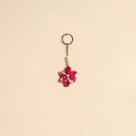 Beaded fabart flower keychain 35 - handcrafted