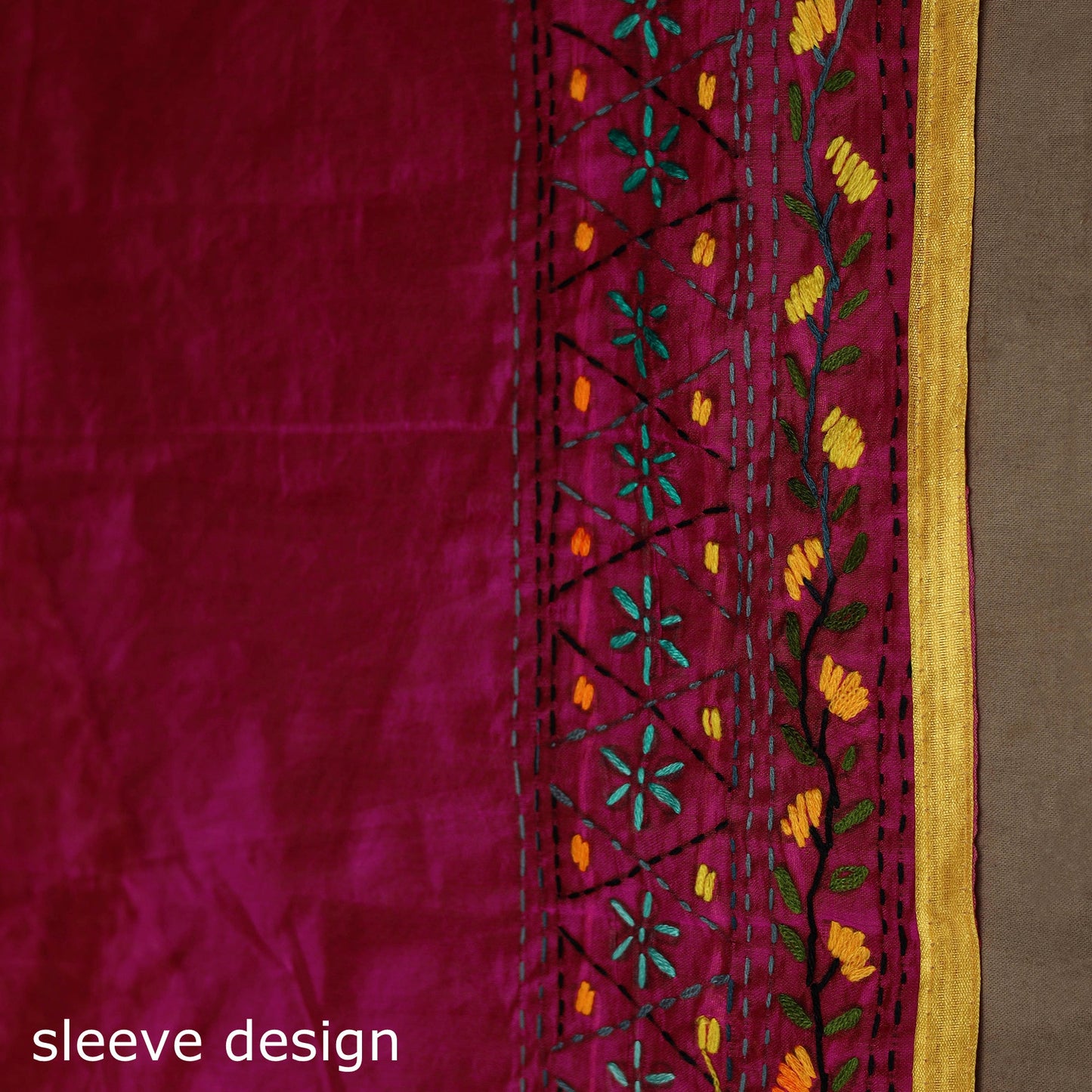 Bengal chanderi silk hand embroidered saree 09 - handcrafted