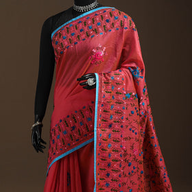 Bengal chanderi silk hand embroidered saree 18 - handcrafted