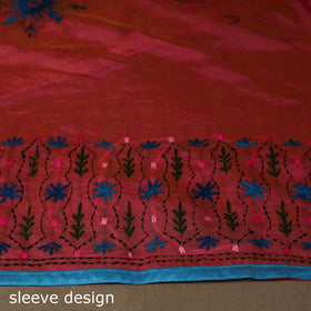 Bengal chanderi silk hand embroidered saree 18 - handcrafted