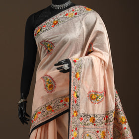 Bengal chanderi silk hand embroidered saree 19 - handcrafted