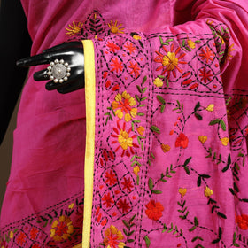 Bengal chanderi silk hand embroidered saree 21 - handcrafted