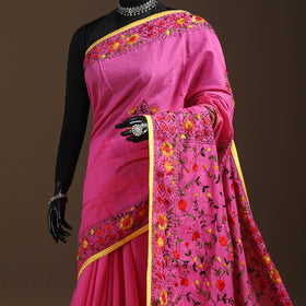 Bengal chanderi silk hand embroidered saree 21 - handcrafted