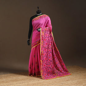 Bengal chanderi silk hand embroidered saree 21 - handcrafted