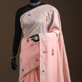 Bengal chanderi silk hand embroidered saree 30 - handcrafted