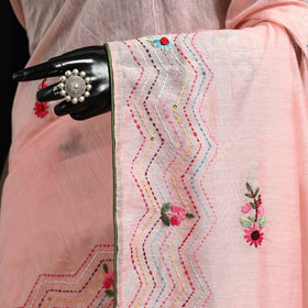 Bengal chanderi silk hand embroidered saree 30 - handcrafted