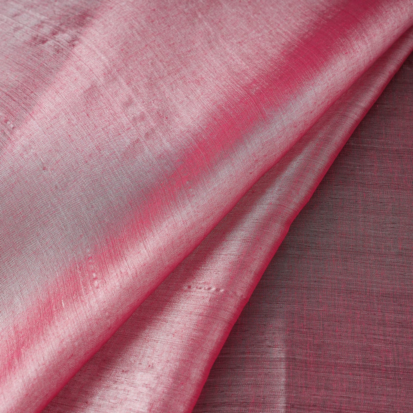  Pink Bengal Fine Tissue Zari Plain Fabric 