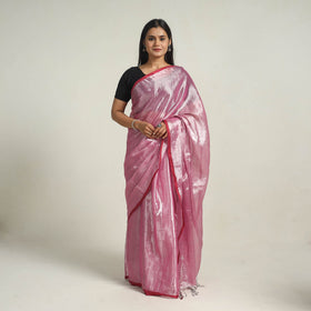 Buy Pink Bengal Fine Tissue Zari Saree Online at iTokri.com