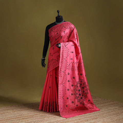 Bengal hand embroidered silk nakshi kantha saree 16