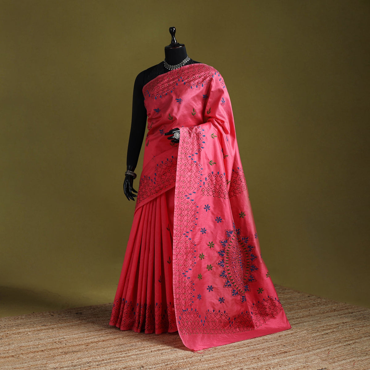 Bengal hand embroidered silk nakshi kantha saree 18