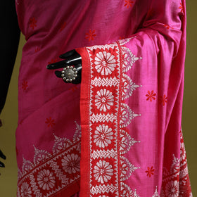 Bengal hand embroidery bangalore silk handloom kantha saree