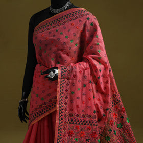 Bengal hand embroidery silk cotton kantha saree 07