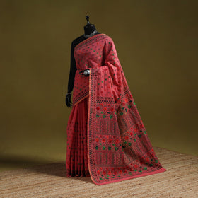 Bengal hand embroidery silk cotton kantha saree 07