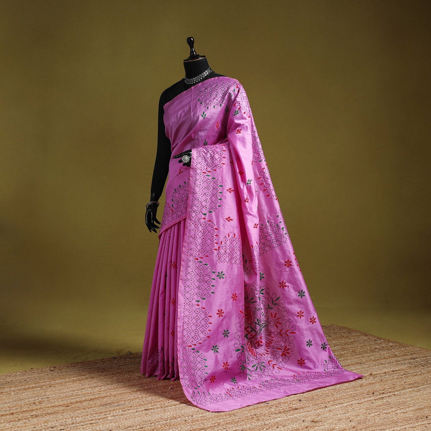 Bengal hand embroidery silk nakshi kantha saree 33