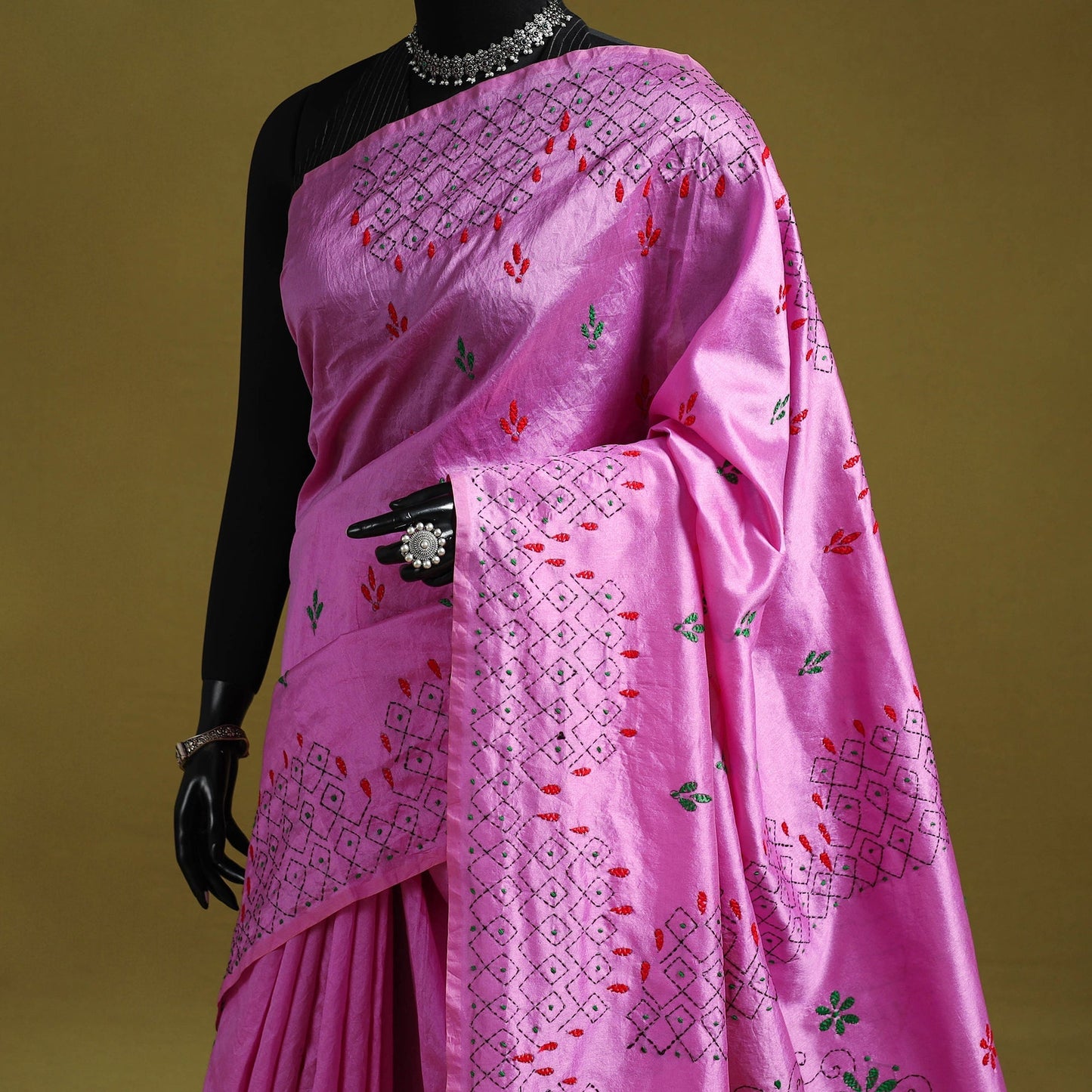 Bengal hand embroidery silk nakshi kantha saree 34