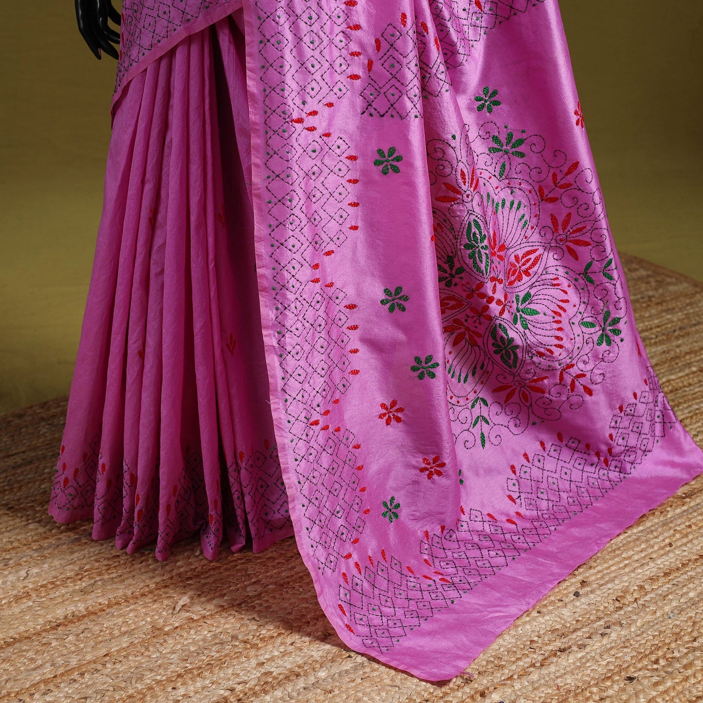 Bengal hand embroidery silk nakshi kantha saree 34