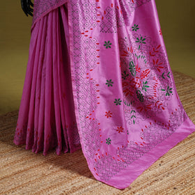 Bengal hand embroidery silk nakshi kantha saree 34