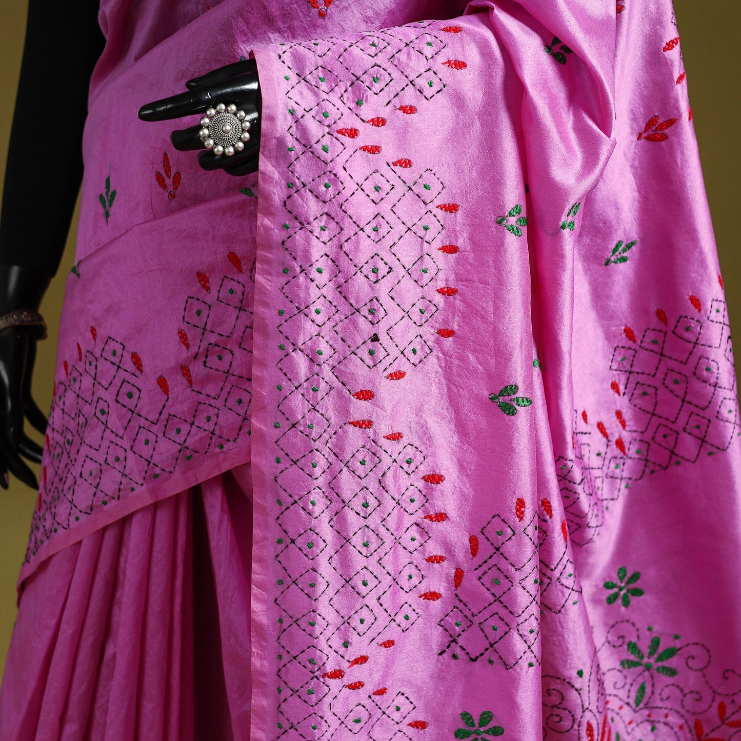 Bengal hand embroidery silk nakshi kantha saree 34