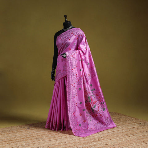 Bengal hand embroidery silk nakshi kantha saree 34