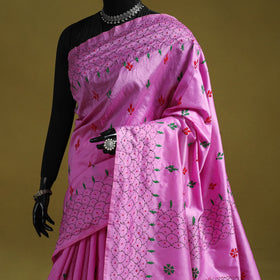 Bengal hand embroidery silk nakshi kantha saree 35