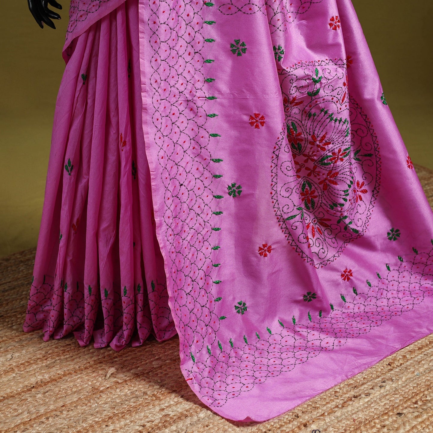 Bengal hand embroidery silk nakshi kantha saree 35