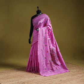 Bengal hand embroidery silk nakshi kantha saree 35