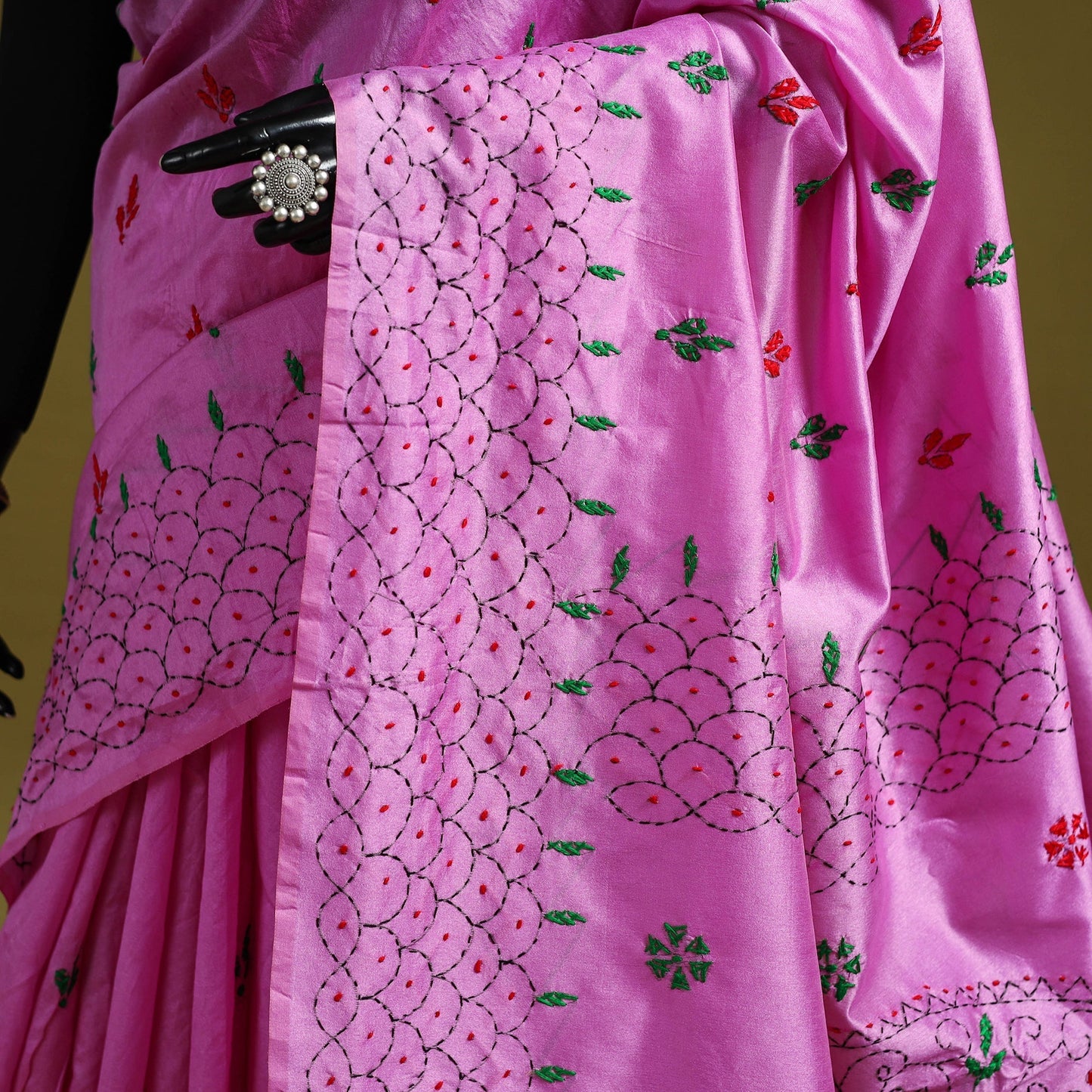 Bengal hand embroidery silk nakshi kantha saree 35