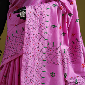 Bengal hand embroidery silk nakshi kantha saree 35