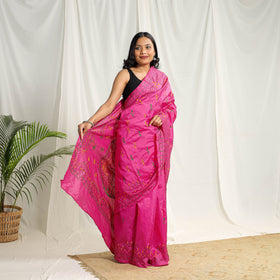 Bengal Hand Embroidery Silk Nakshi Kantha Saree