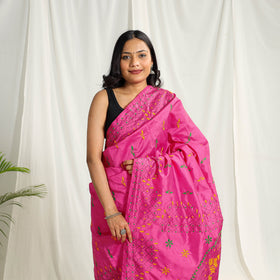 Bengal Hand Embroidery Silk Nakshi Kantha Saree