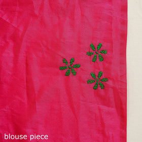  Buy Pink Bengal Hand Embroidery Silk Nakshi Kantha Saree