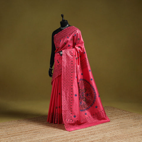 Bengal hand embroidery silk nakshi kantha saree 64