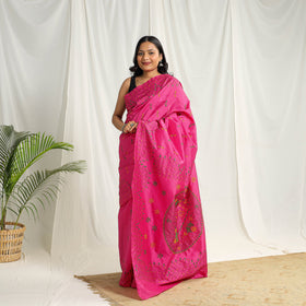 Bengal Hand Embroidery Silk Nakshi Kantha Saree