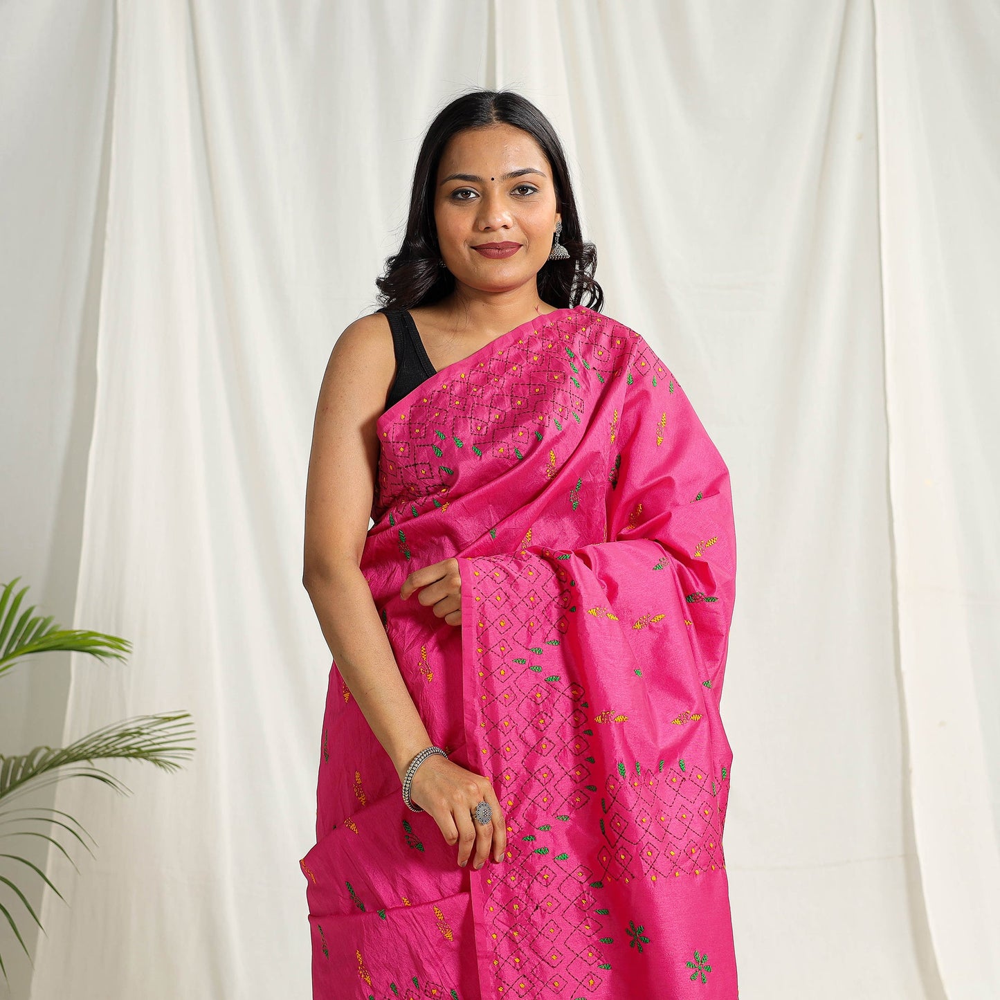 Bengal Hand Embroidery Silk Nakshi Kantha Saree